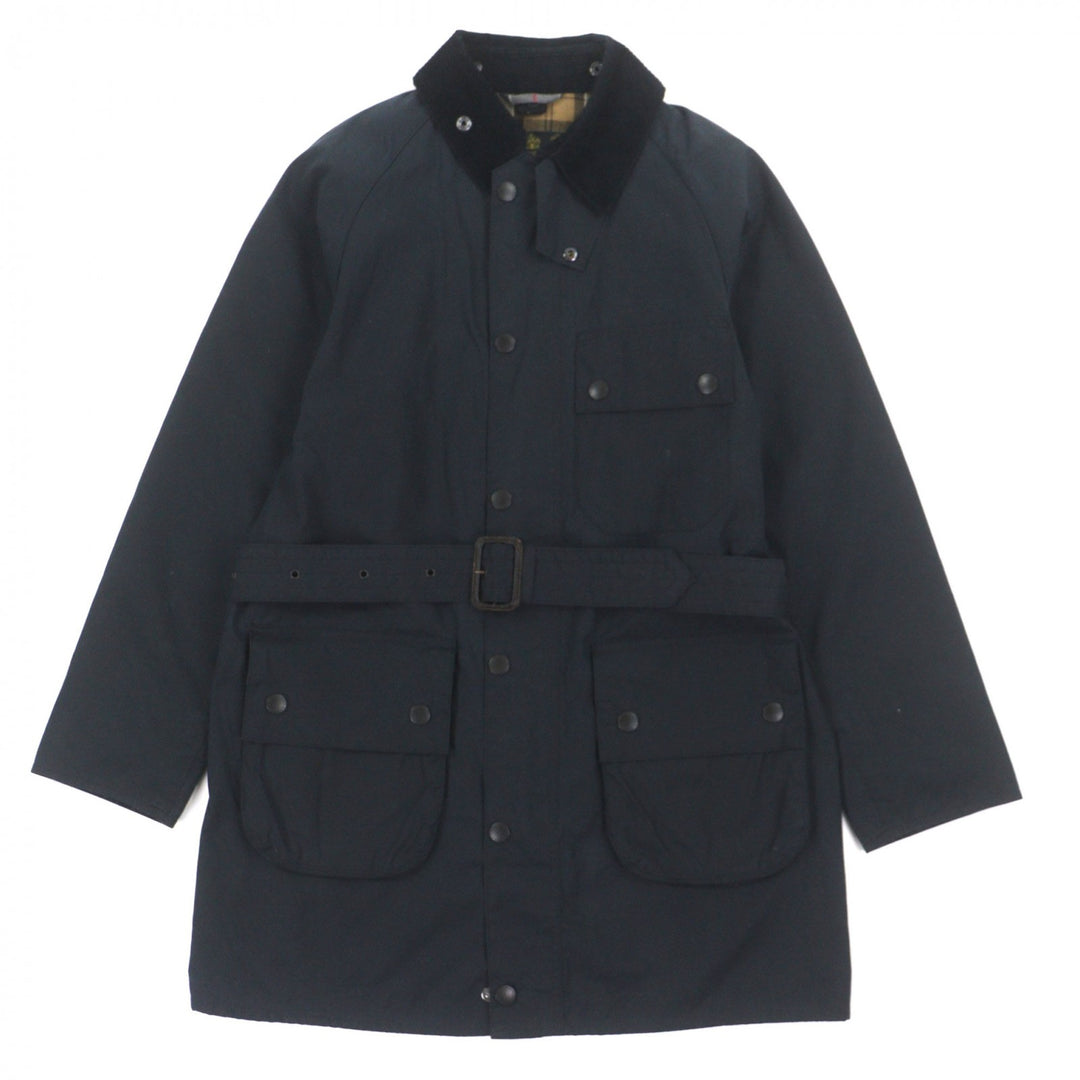 Great Barbour Jacket SOLWAY Corduroy collar, belted, double zip-up, waxed 36