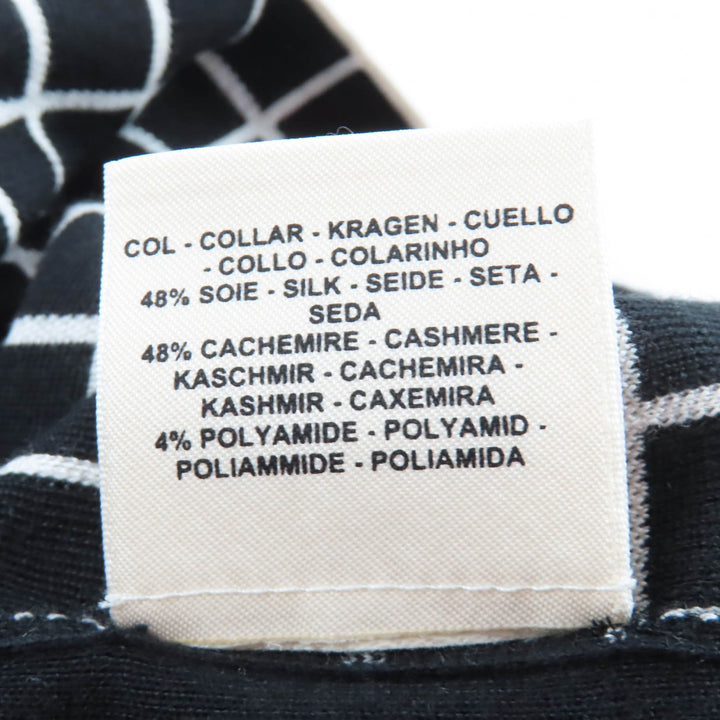 Great HERMES knit Plaid High Neck Long Sleeves black cashmere Women 40