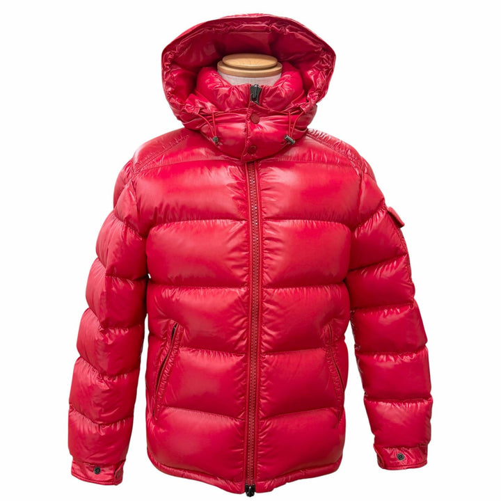Great MONCLER Down jacket MAYA Hooded double zip with logo patch Red mens 0