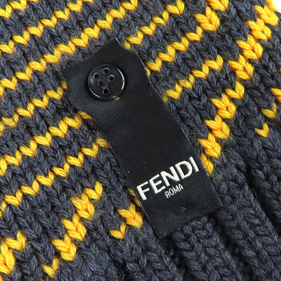 Great FENDI Big FF Logo Shadow Pattern Knit Sweater gray wool 44 FAE549 APPD