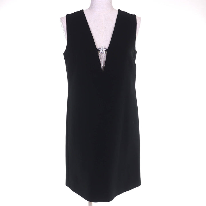 Excellent MIUMIU one piece sleeveless top with star jewels black 40 MF3152