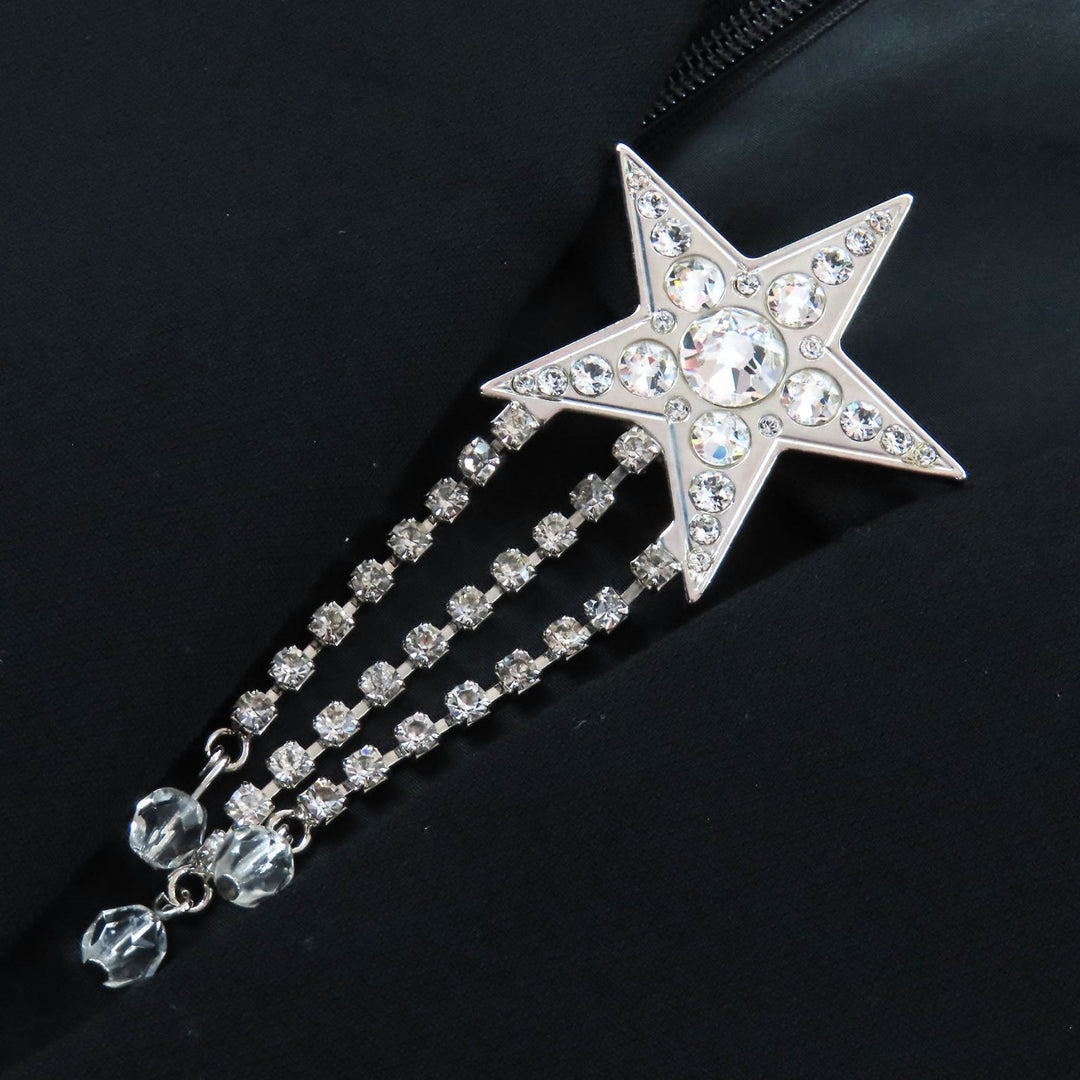 Excellent MIUMIU one piece sleeveless top with star jewels black 40 MF3152