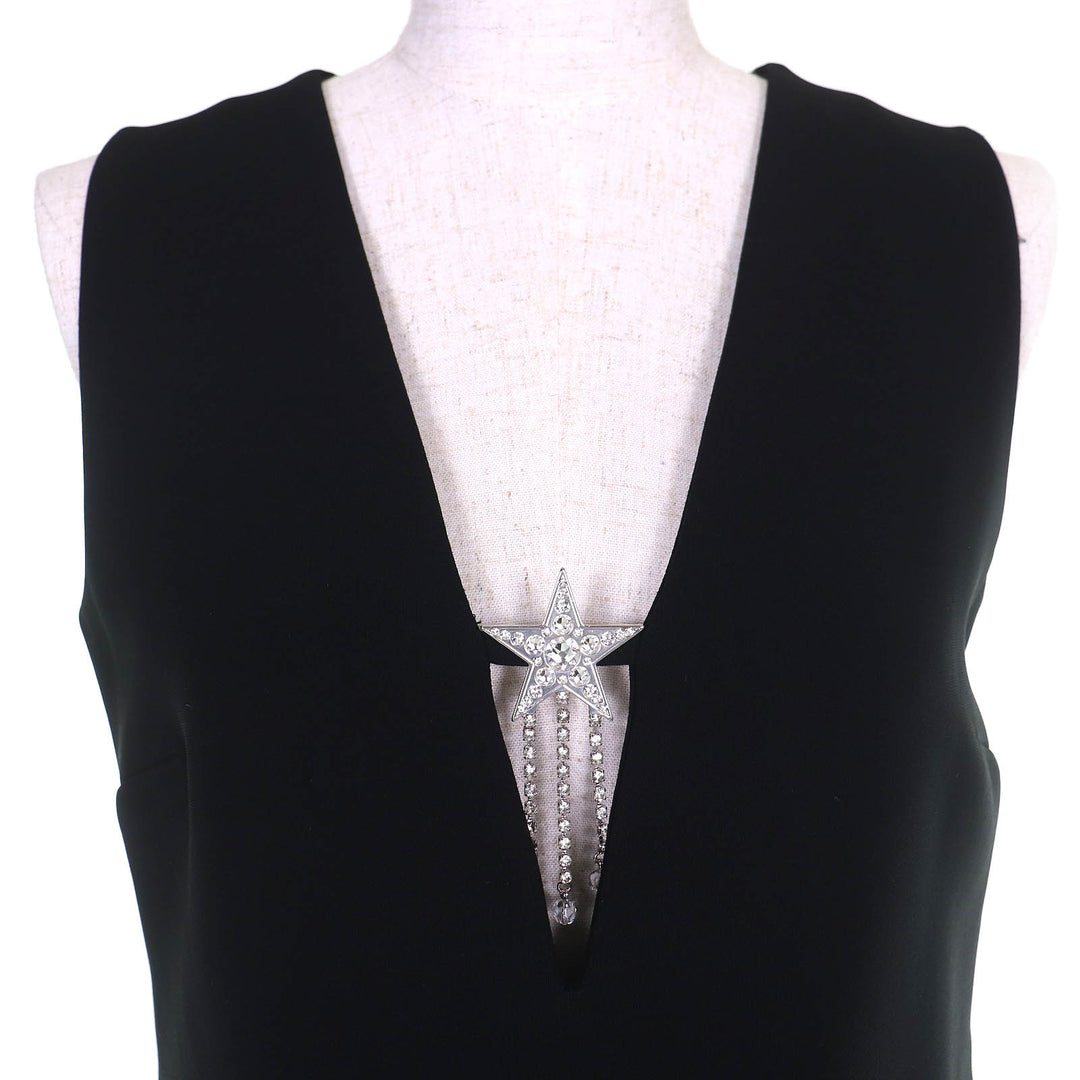 Excellent MIUMIU one piece sleeveless top with star jewels black 40 MF3152