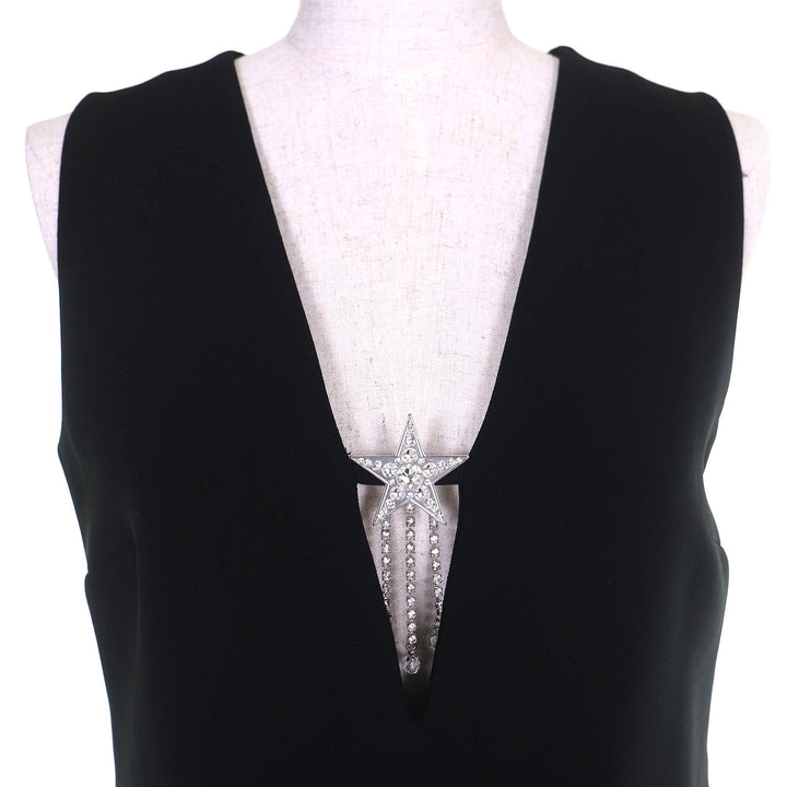 Excellent MIUMIU one piece sleeveless top with star jewels black 40 MF3152