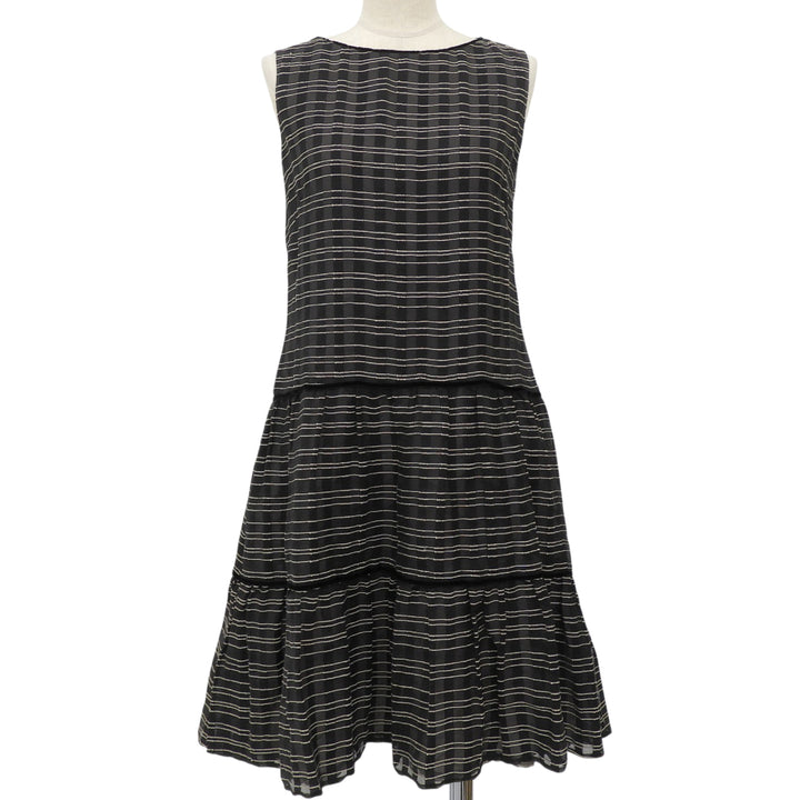 Excellent FOXEY one piece Dress Prologue Black White wool Women 38 42958