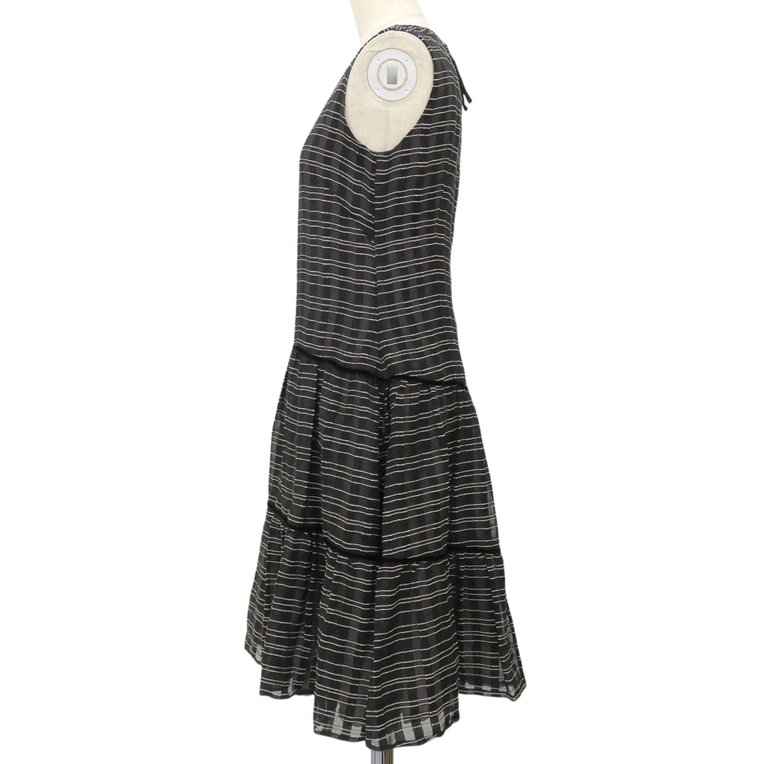 Excellent FOXEY one piece Dress Prologue Black White wool Women 38 42958