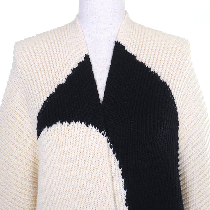 Excellent VALENTINO Two-tone long knit cardigan gown coat Ivory XS SB3KSA004QR