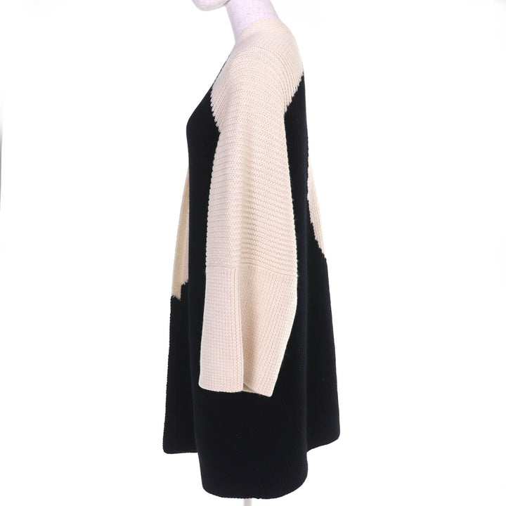Excellent VALENTINO Two-tone long knit cardigan gown coat Ivory XS SB3KSA004QR