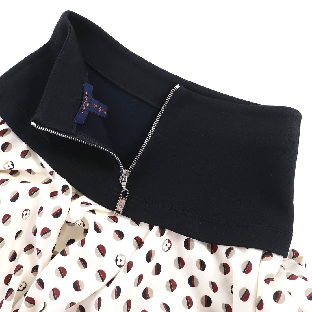 Great LOUIS VUITTON flare skirt Monogram Flower Dot Pattern Back Zip Mini XS