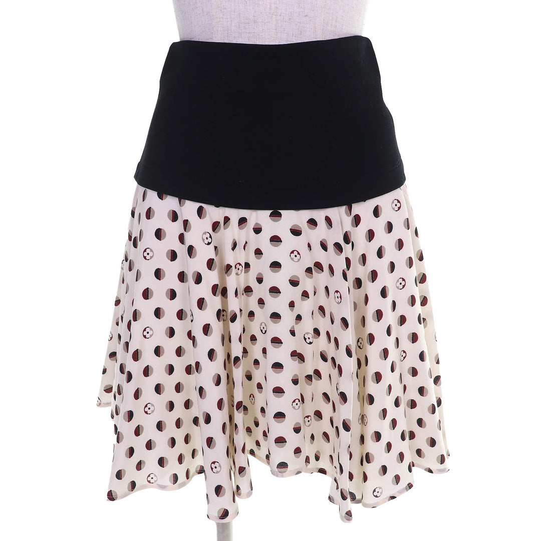 Great LOUIS VUITTON flare skirt Monogram Flower Dot Pattern Back Zip Mini XS