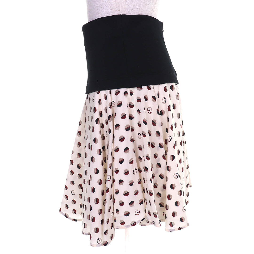 Great LOUIS VUITTON flare skirt Monogram Flower Dot Pattern Back Zip Mini XS