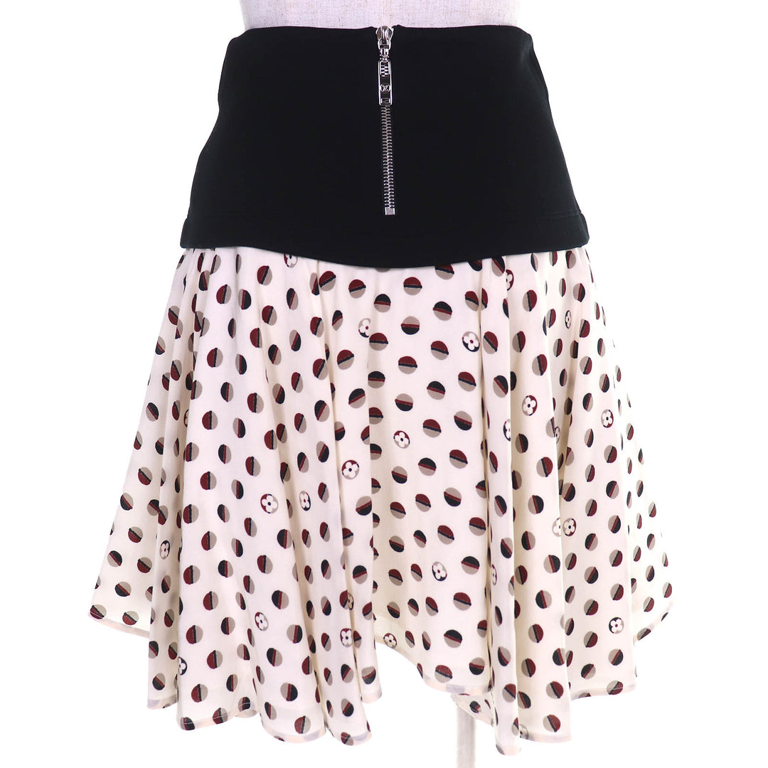 Great LOUIS VUITTON flare skirt Monogram Flower Dot Pattern Back Zip Mini XS