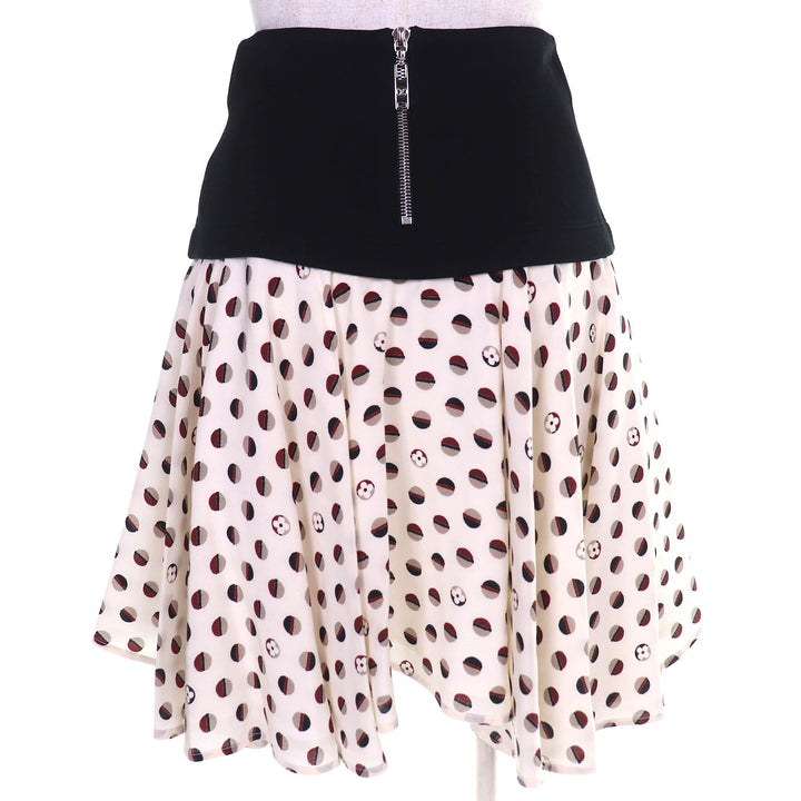 Great LOUIS VUITTON flare skirt Monogram Flower Dot Pattern Back Zip Mini XS