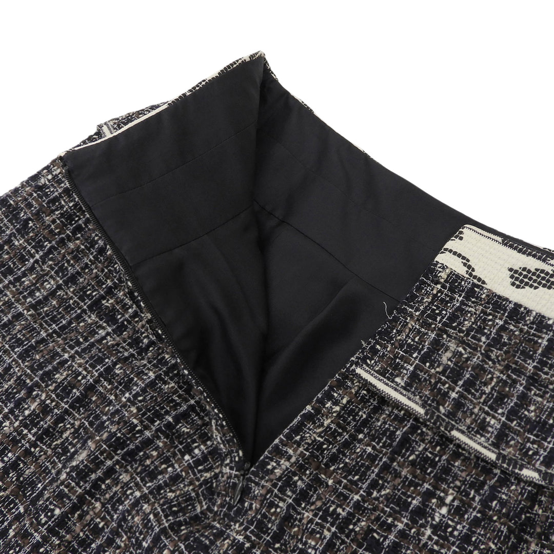 Pristine CHANEL Tweed skirt Navy cotton Women 42 06P P28601