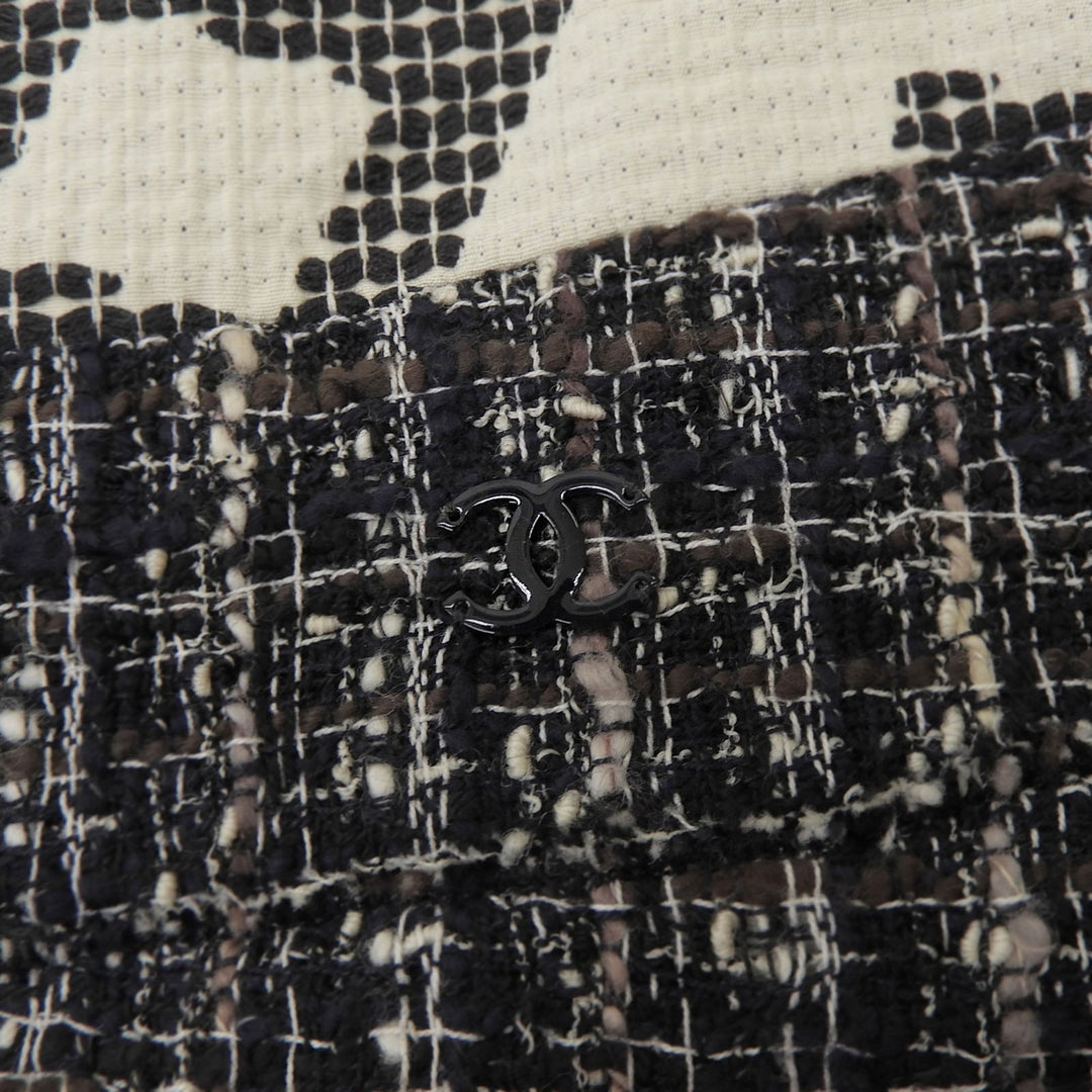 Pristine CHANEL Tweed skirt Navy cotton Women 42 06P P28601