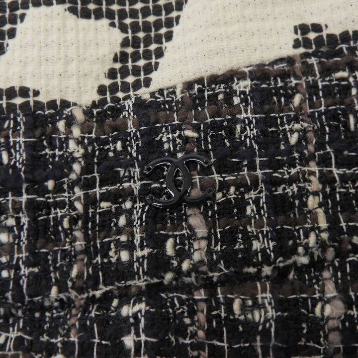 Pristine CHANEL Tweed skirt Navy cotton Women 42 06P P28601