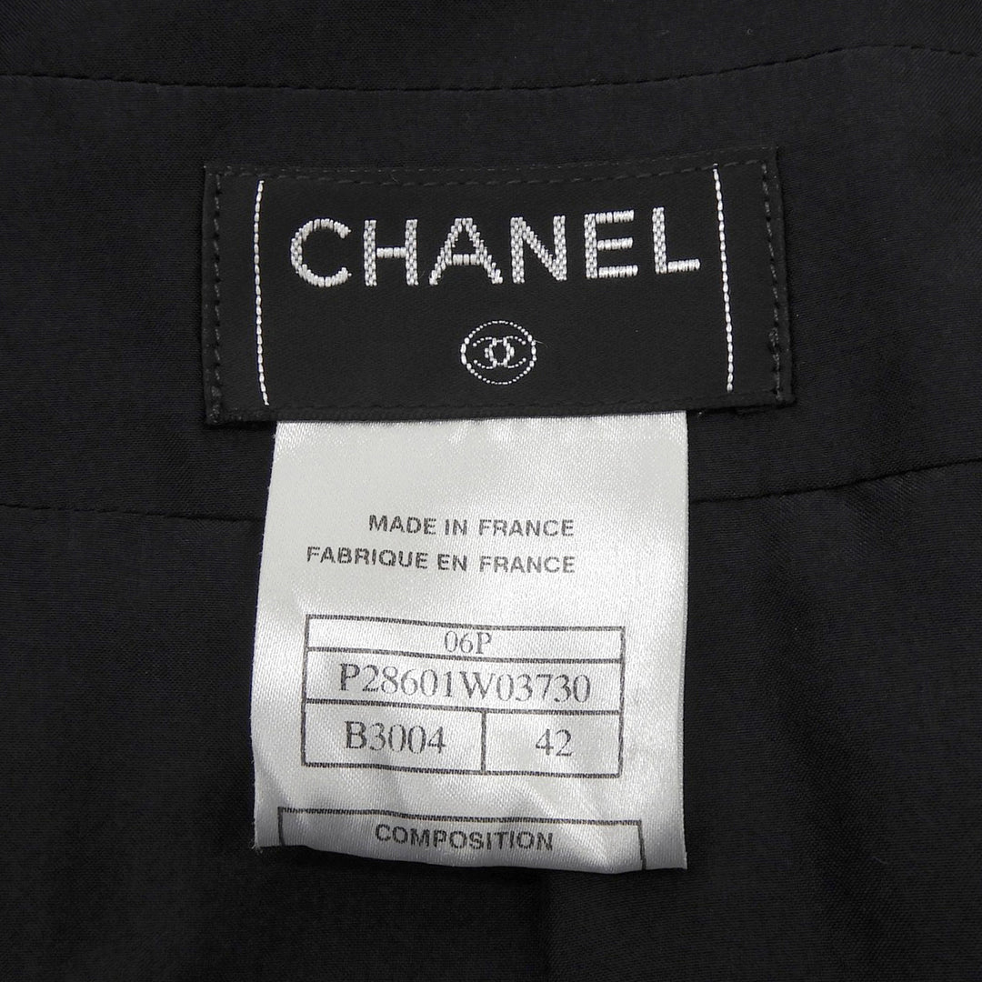 Pristine CHANEL Tweed skirt Navy cotton Women 42 06P P28601