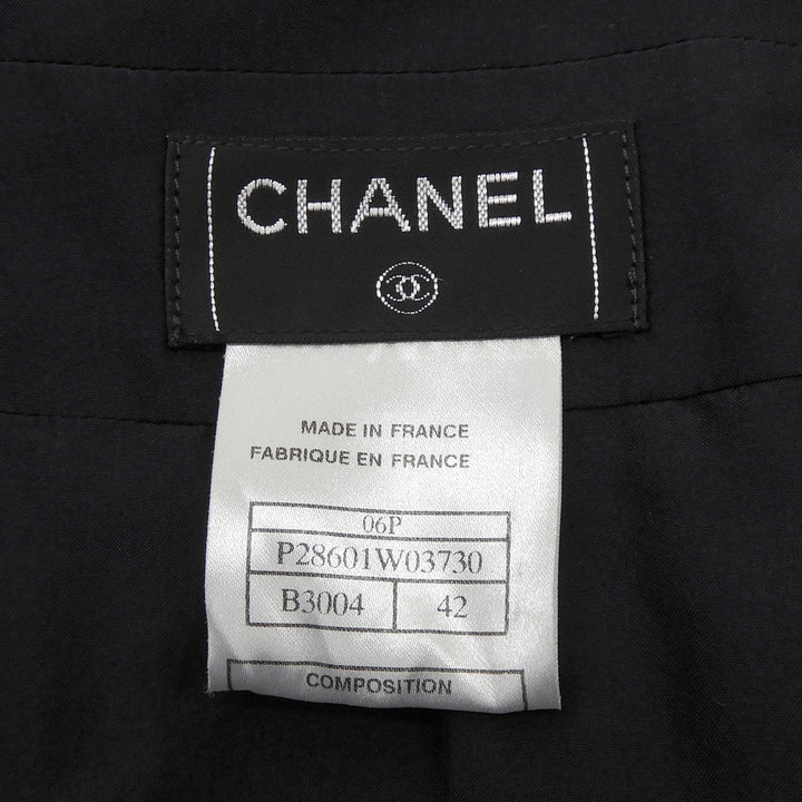 Pristine CHANEL Tweed skirt Navy cotton Women 42 06P P28601