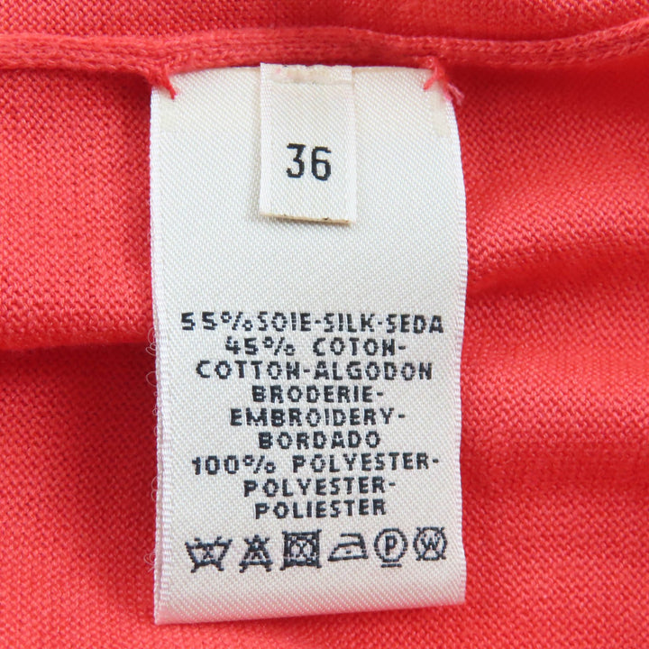 Excellent HERMES cardigan Logo embroidered fly knit Coral pink silk Women 36
