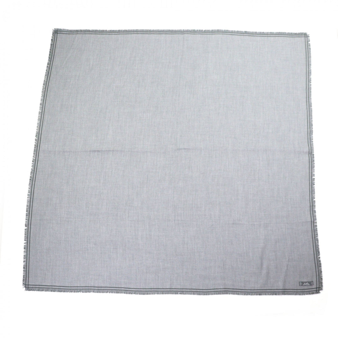 Excellent HERMES Scarf Large fringed stole gray cashmere mens