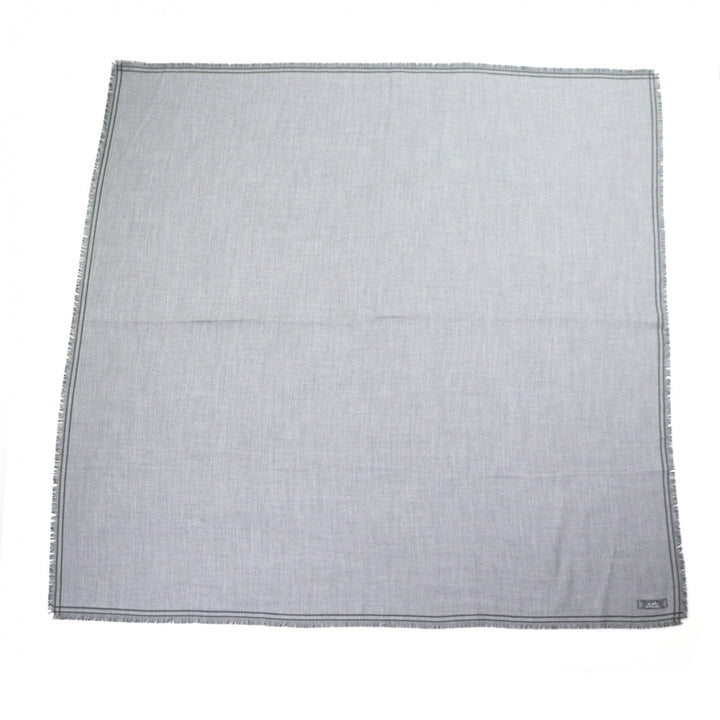 Excellent HERMES Scarf Large fringed stole gray cashmere mens
