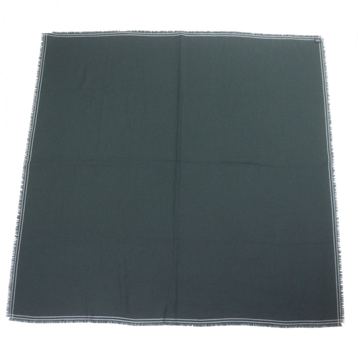 Excellent HERMES Scarf Large fringed stole gray cashmere mens
