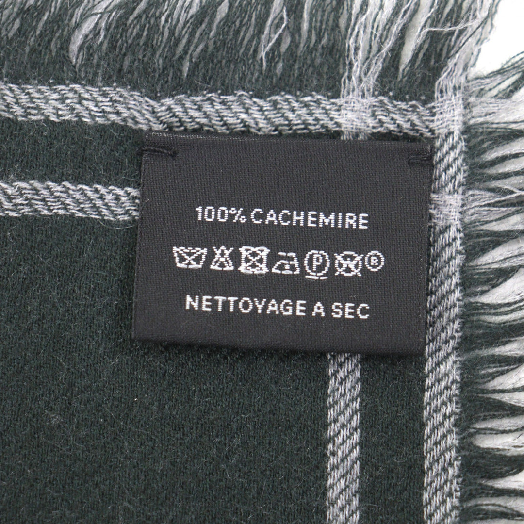 Excellent HERMES Scarf Large fringed stole gray cashmere mens