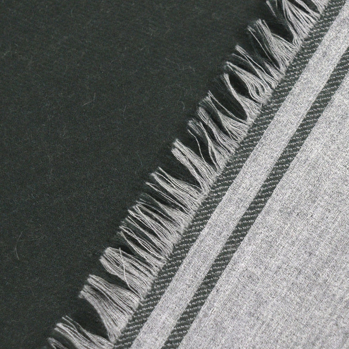 Excellent HERMES Scarf Large fringed stole gray cashmere mens