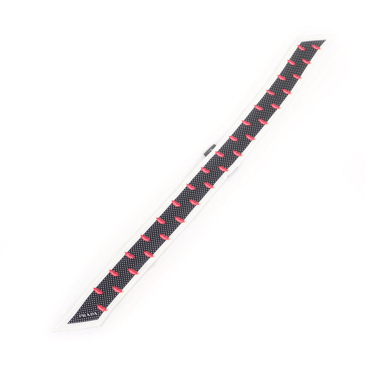 Excellent PRADA scarf Printed silk twill skinny scarf Lip Dot Pattern 1FF008