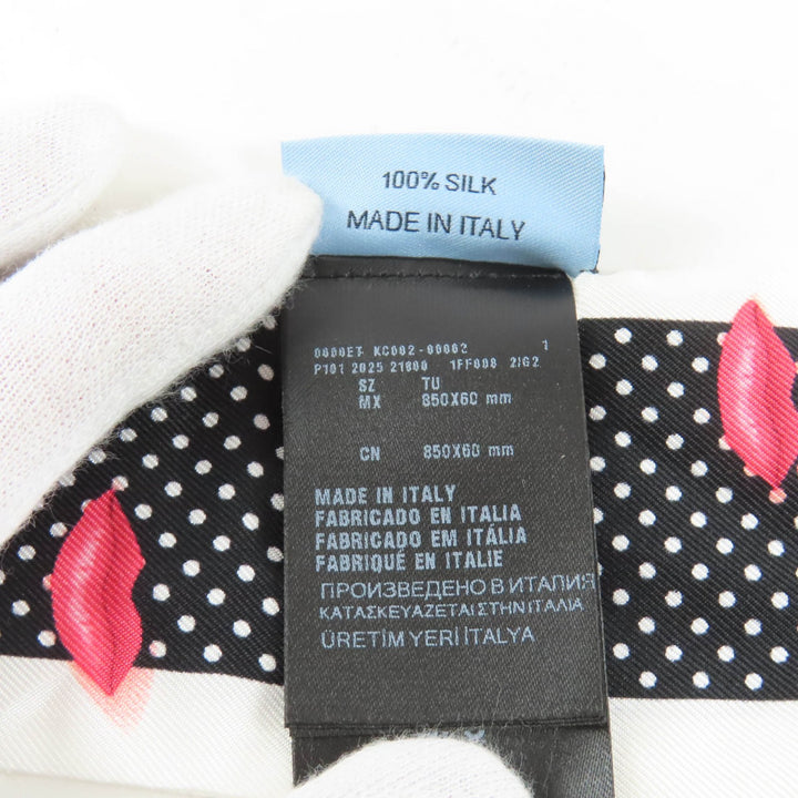 Excellent PRADA scarf Printed silk twill skinny scarf Lip Dot Pattern 1FF008