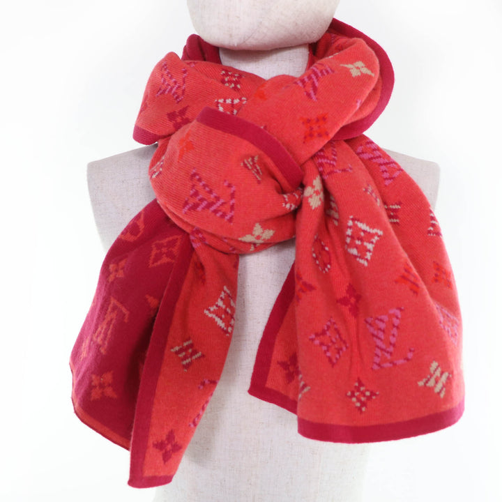 Great LOUIS VUITTON Scarf Echarpe Pop Monogram knit multicolor wool Women M70876