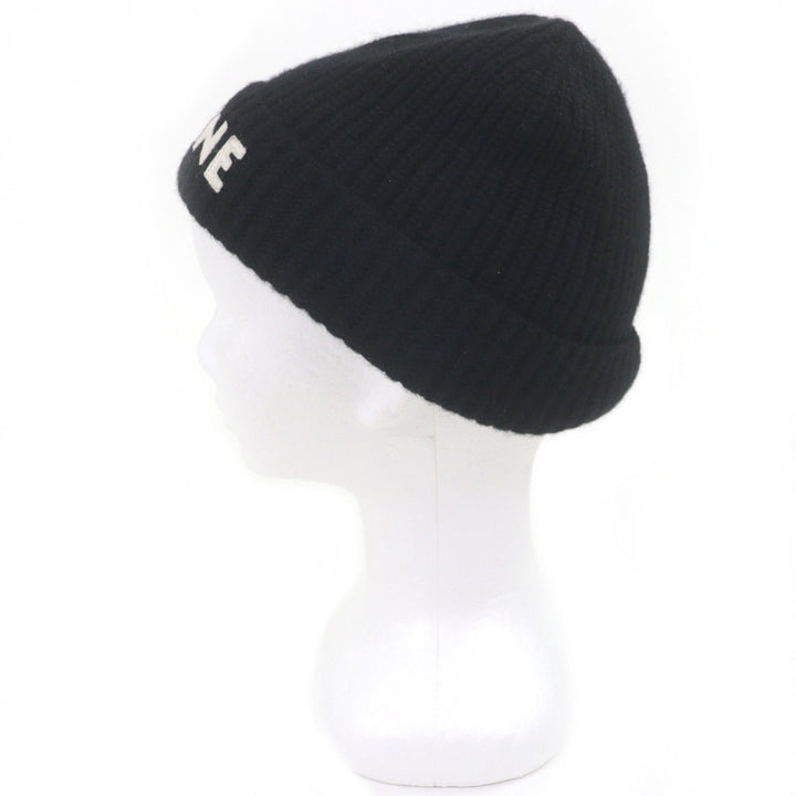 Excellent CELINE Knit cap logo black cashmere mens 2A45T207O