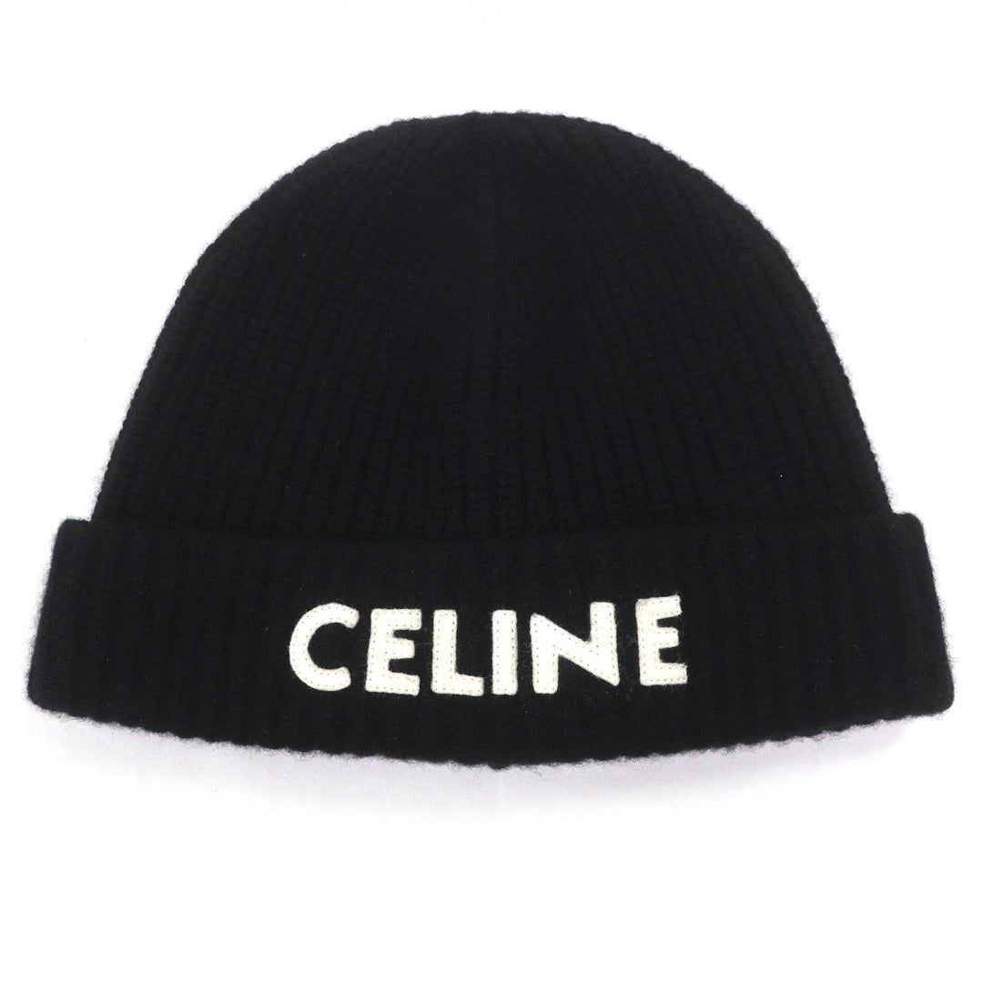 Excellent CELINE Knit cap logo black cashmere mens 2A45T207O