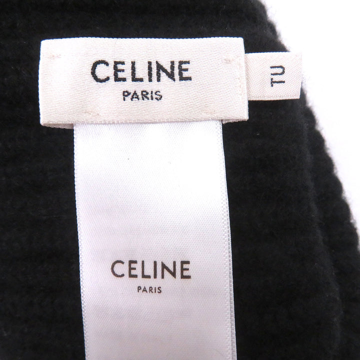 Excellent CELINE Knit cap logo black cashmere mens 2A45T207O