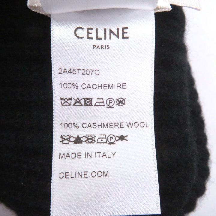 Excellent CELINE Knit cap logo black cashmere mens 2A45T207O