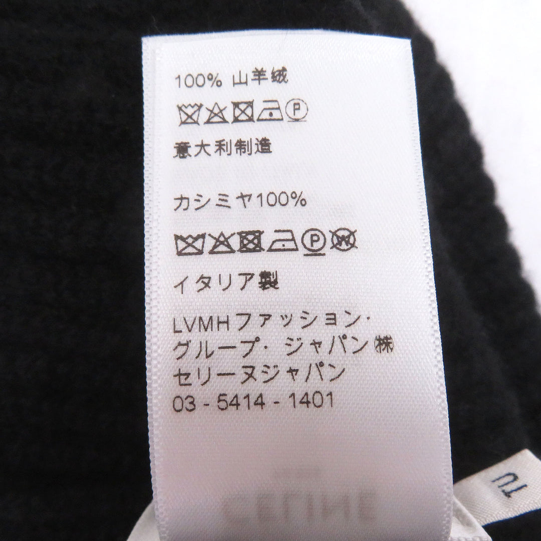 Excellent CELINE Knit cap logo black cashmere mens 2A45T207O