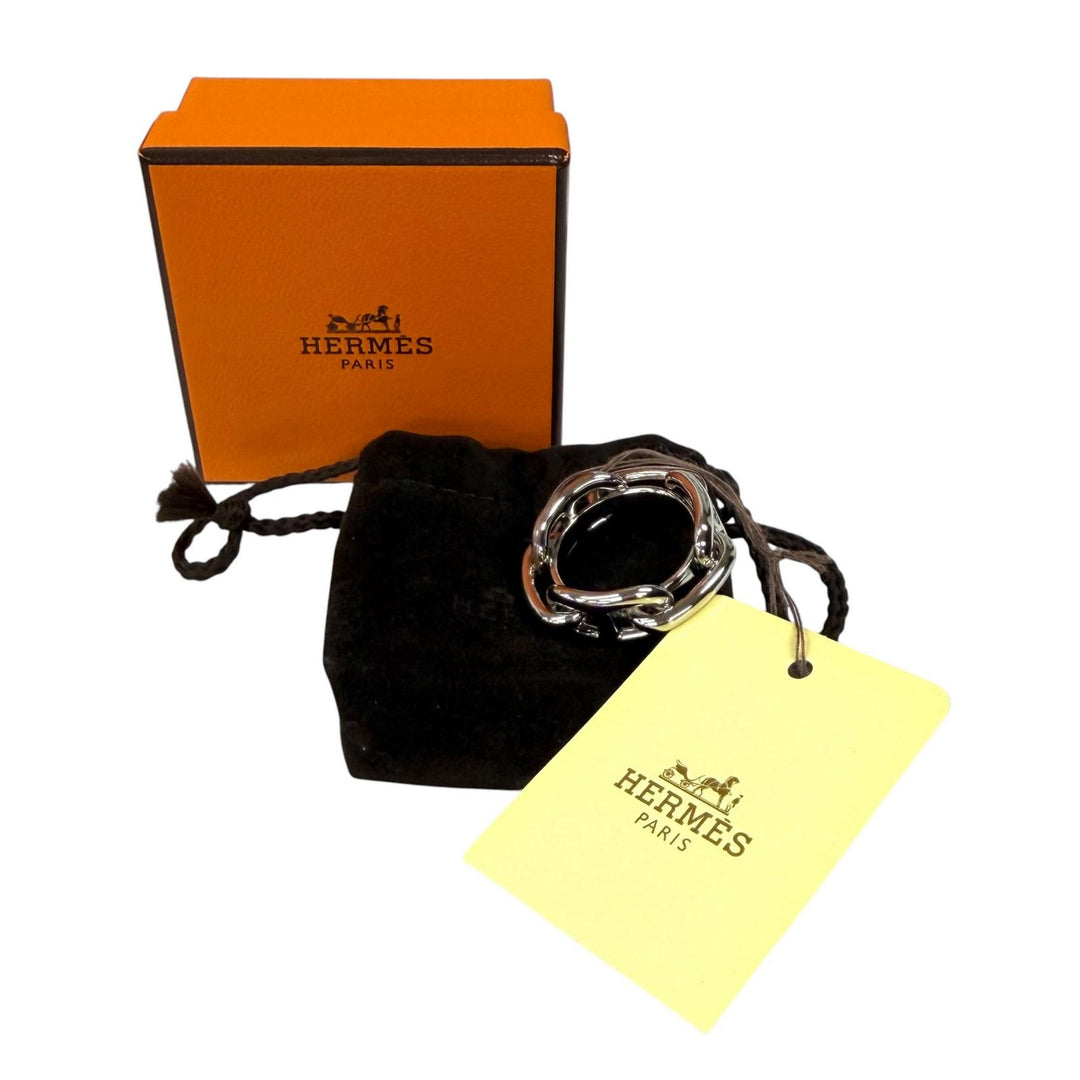 Pristine HERMES Scarf ring Legato Chaine d'Ancre Silver Women
