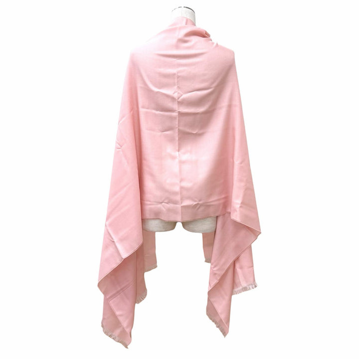 Excellent CHANEL Stall COCO Mark Large Size with Fringe pink cashmere Women 23C