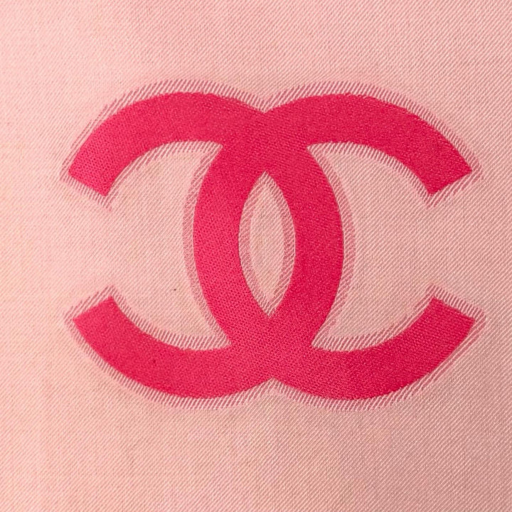 Excellent CHANEL Stall COCO Mark Large Size with Fringe pink cashmere Women 23C