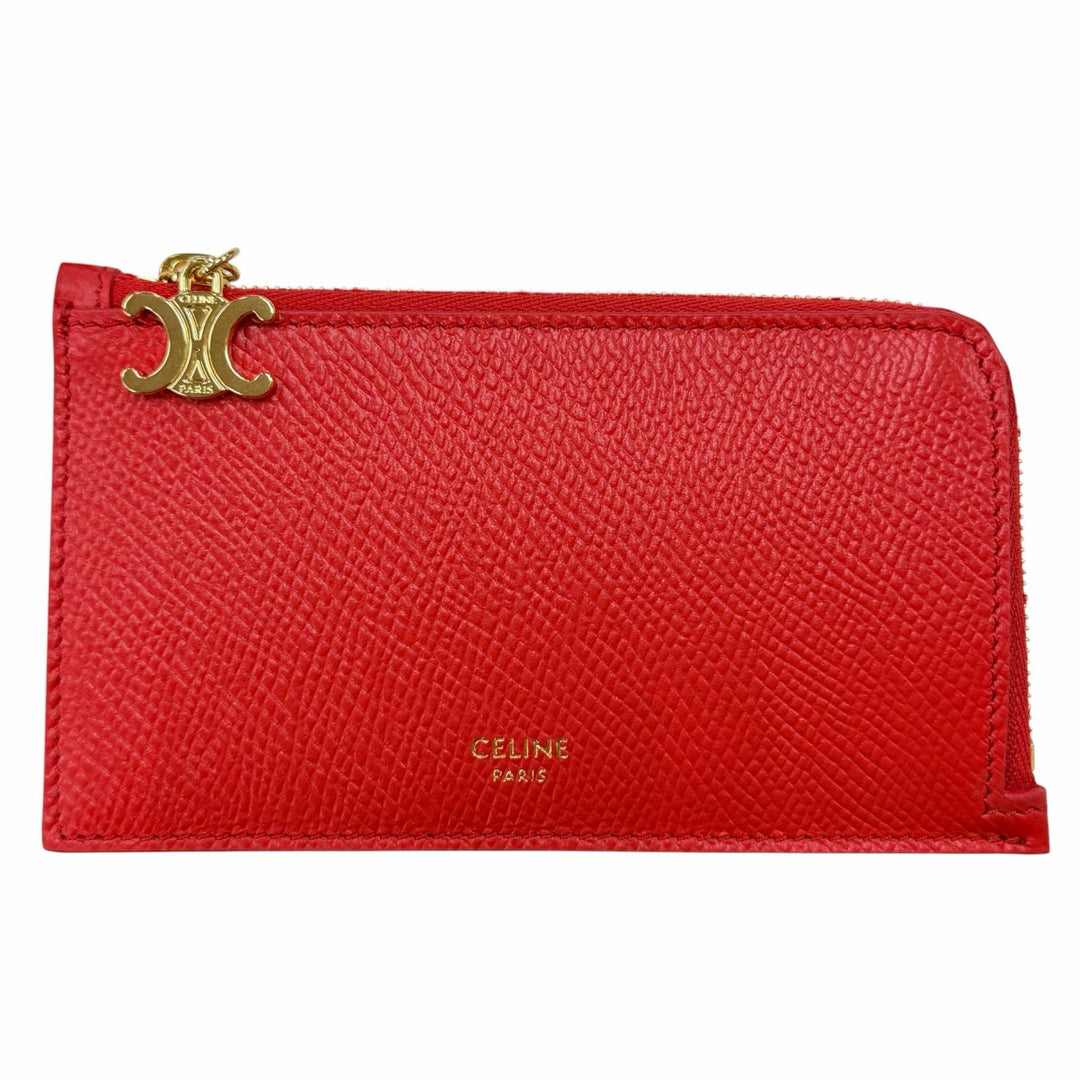 Excellent CELINE Card Case Red leather L10083FVO