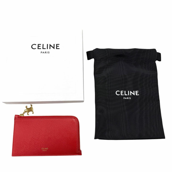Excellent CELINE Card Case Red leather L10083FVO