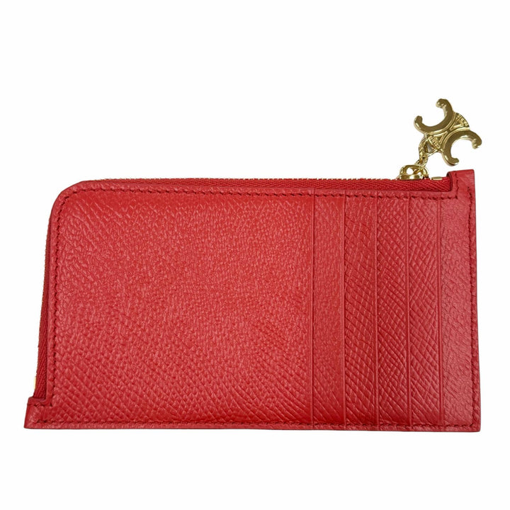 Excellent CELINE Card Case Red leather L10083FVO