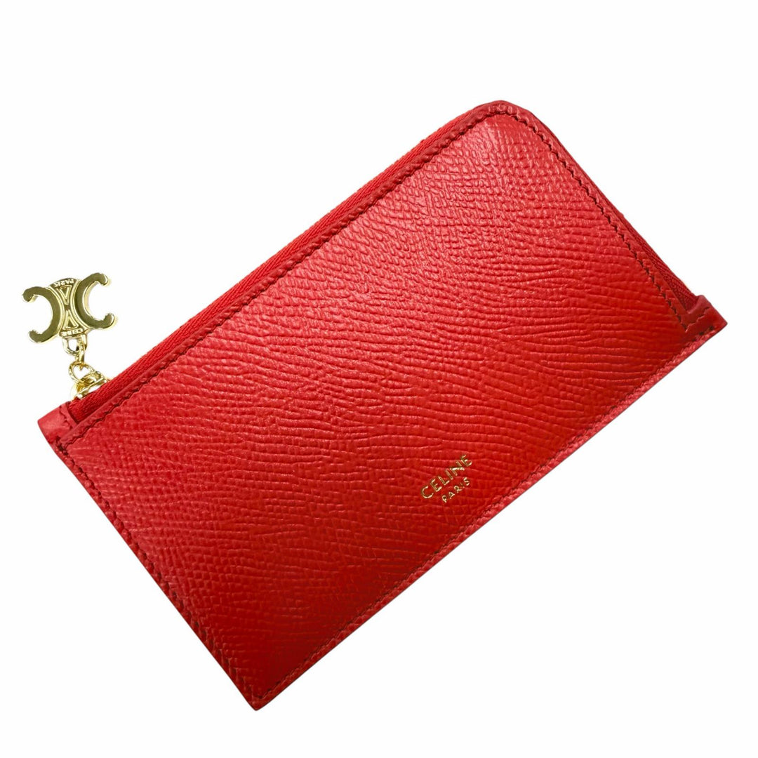 Excellent CELINE Card Case Red leather L10083FVO