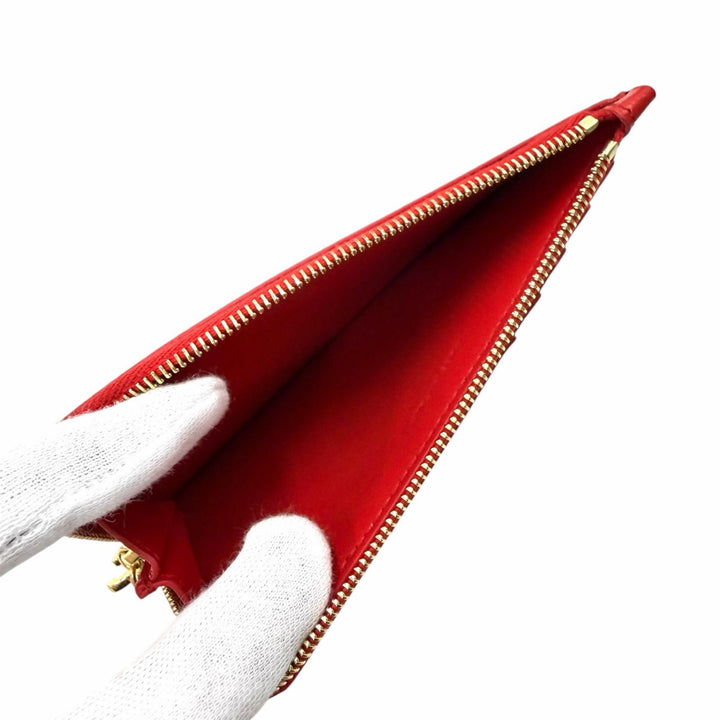 Excellent CELINE Card Case Red leather L10083FVO