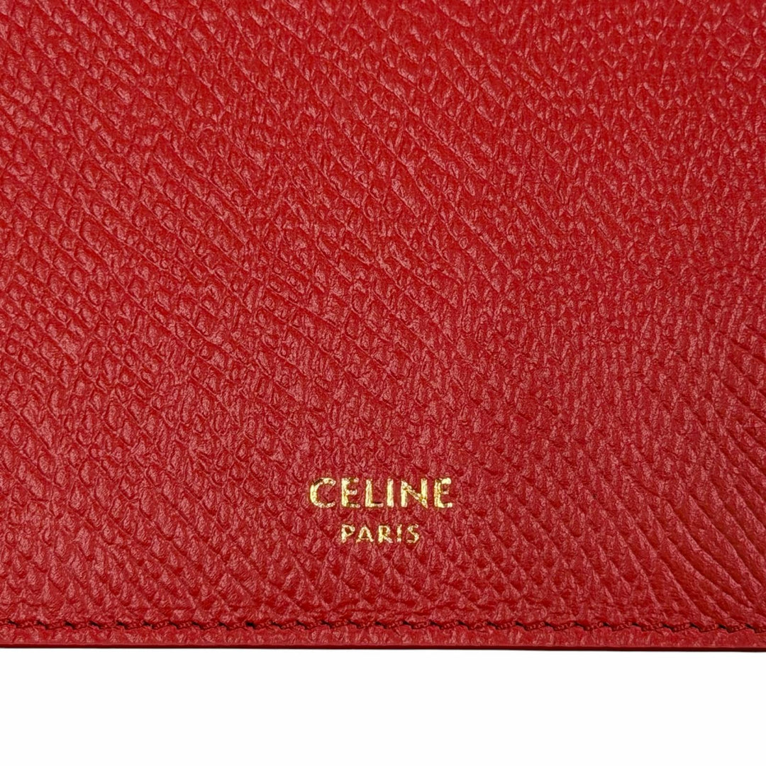 Excellent CELINE Card Case Red leather L10083FVO