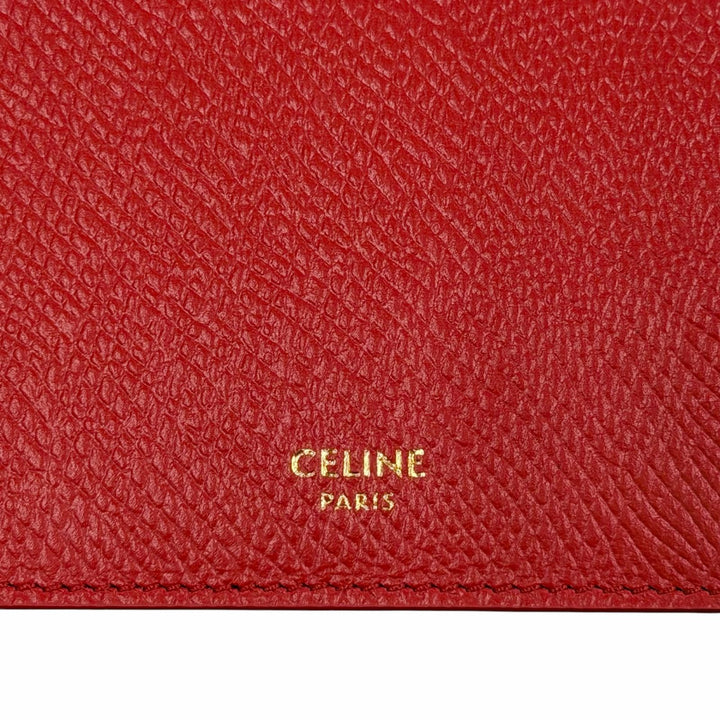 Excellent CELINE Card Case Red leather L10083FVO