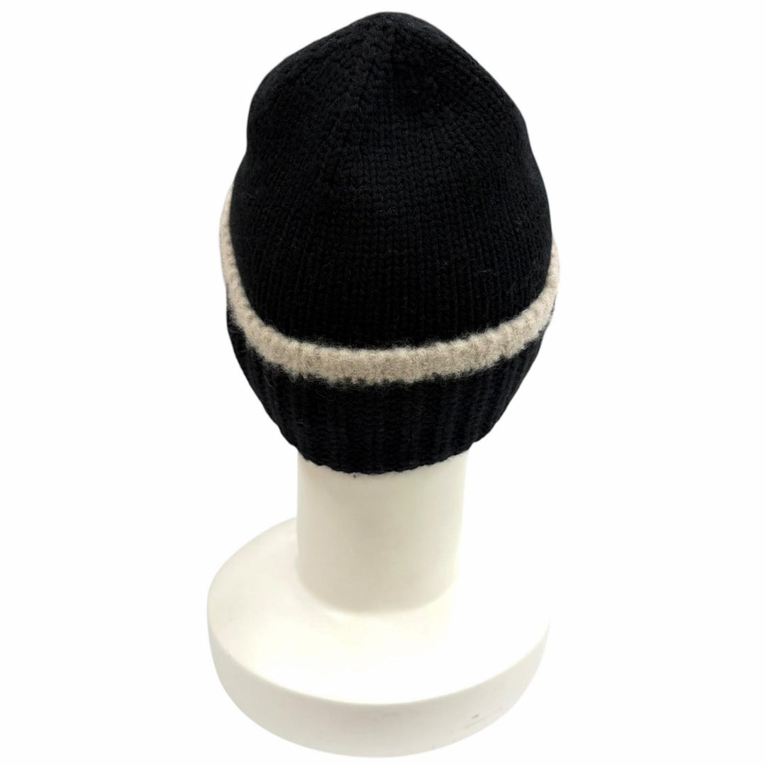 Excellent CHANEL Knit cap COCO Mark black wool Women