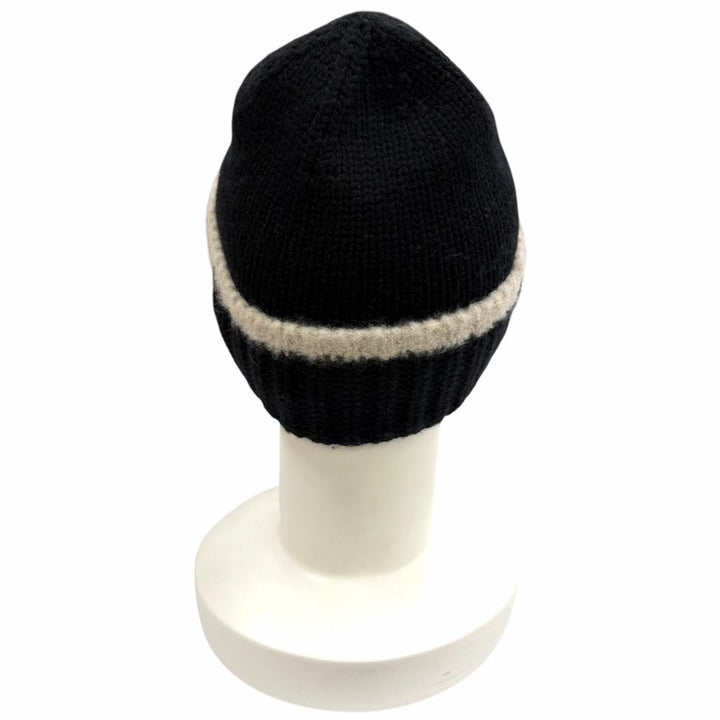 Excellent CHANEL Knit cap COCO Mark black wool Women
