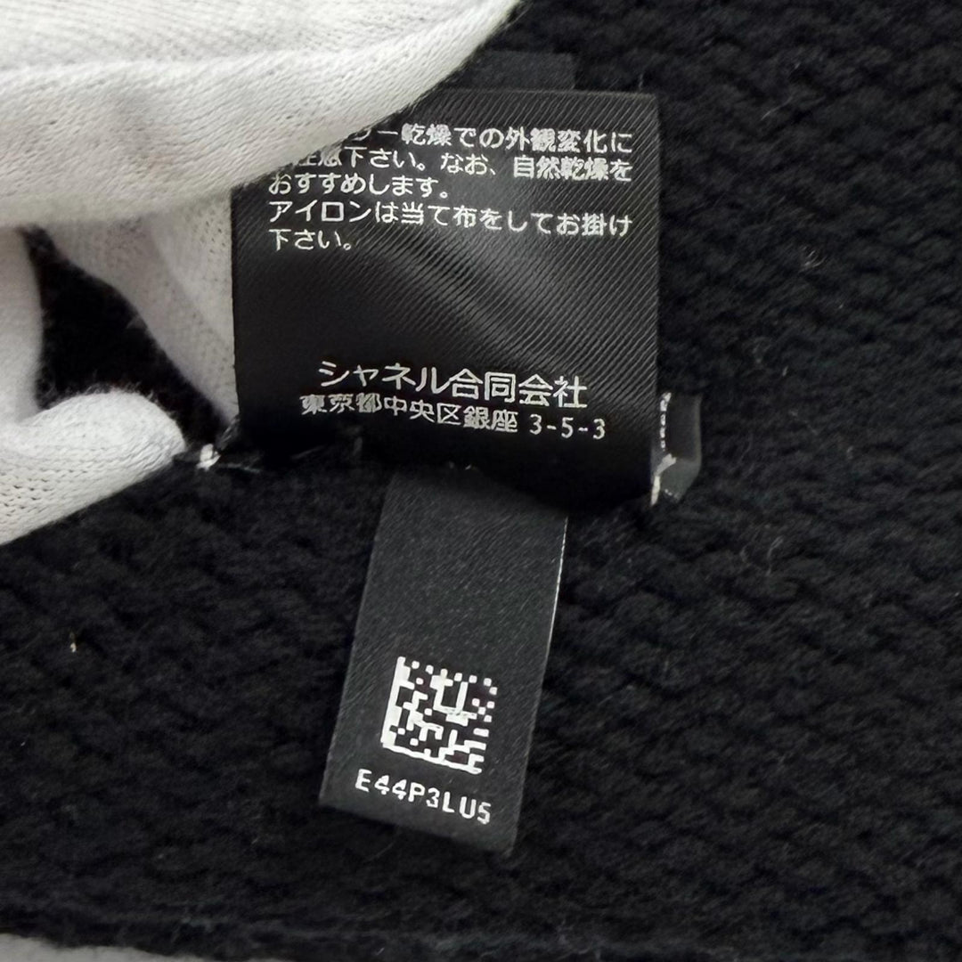 Excellent CHANEL Knit cap COCO Mark black wool Women