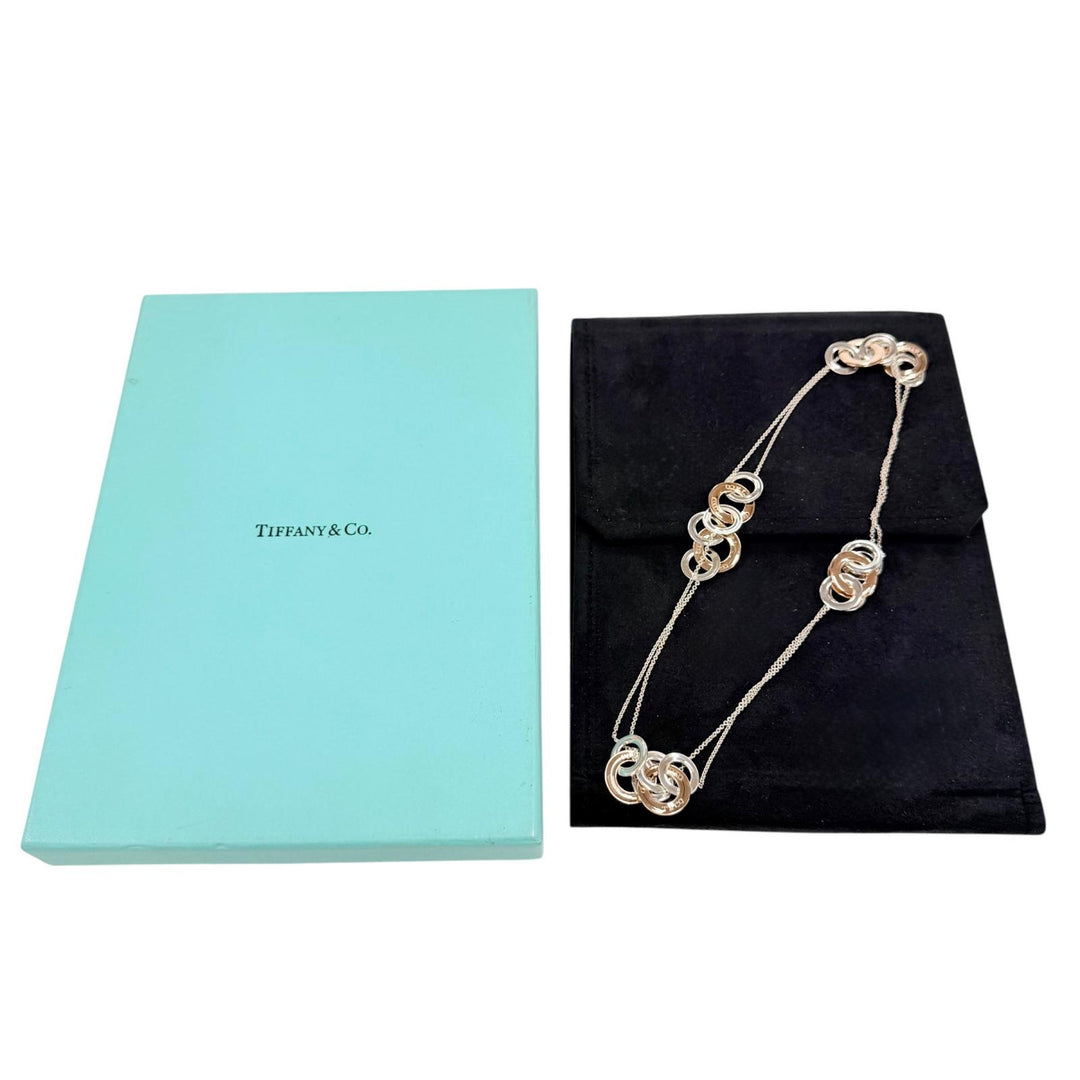 Great TIFFANY&Co. Necklace 1837 Interlocking Multi Circle Long Necklace SV925